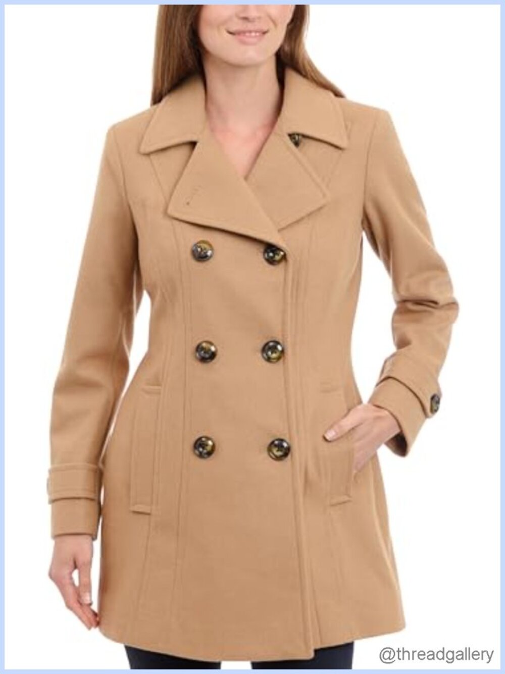 Classic Double Breasted Wool Coat with Notched Lapels